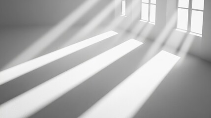 Obraz premium Radiant white sunray light effect in isolated indoor space minimalistic design bright atmosphere artistic perspective