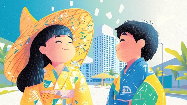 Happy Kids Digital Pen Pals  Global Friendship  Culture Exchange Illustration