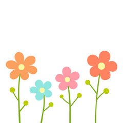Cute Spring flowers isolated on white background.