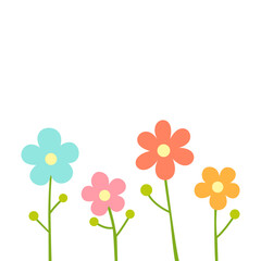 Cute Spring flowers isolated on white background.