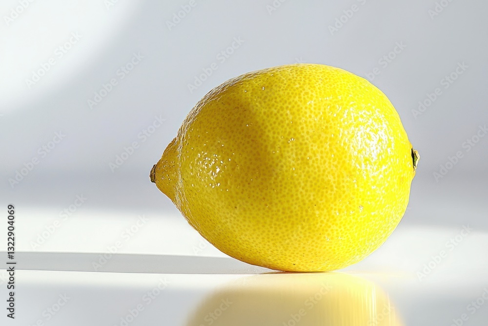 Aufkleber radiant lemon fruit shining on bright modern background casting soft shadows studio shot