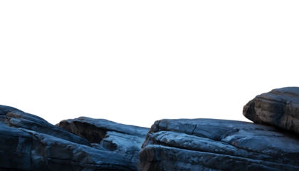 Tranquil Landscape with Rugged Rocks and Blue Gradient