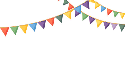 Vibrant Triangular Flags Strung Together for Celebration