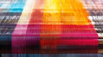 Weaving colors a vibrant textile creation process in artisan workshop close-up view
