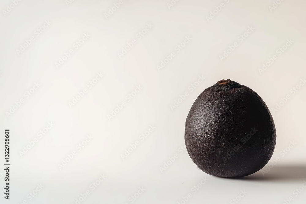 Poster single dark avocado on white paper studio background emphasizing minimalist aesthetic and clean styl