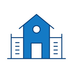 Buildings Blue Line Editable Stroke Icon. Real Estate, House, Home, Apartment, Condominium, Hotel, Mall, City, Cityscape, Town, Downtown, Museum, Architecture Buildings Icons Vector Illustration