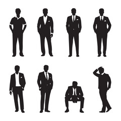 Businessman Silhouette Set  Formal Male Figure Vector Illustration