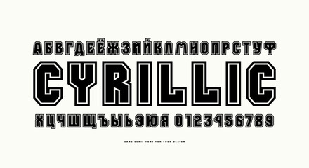 Bold face cyrillic sans serif font in the sport style contour.eps
