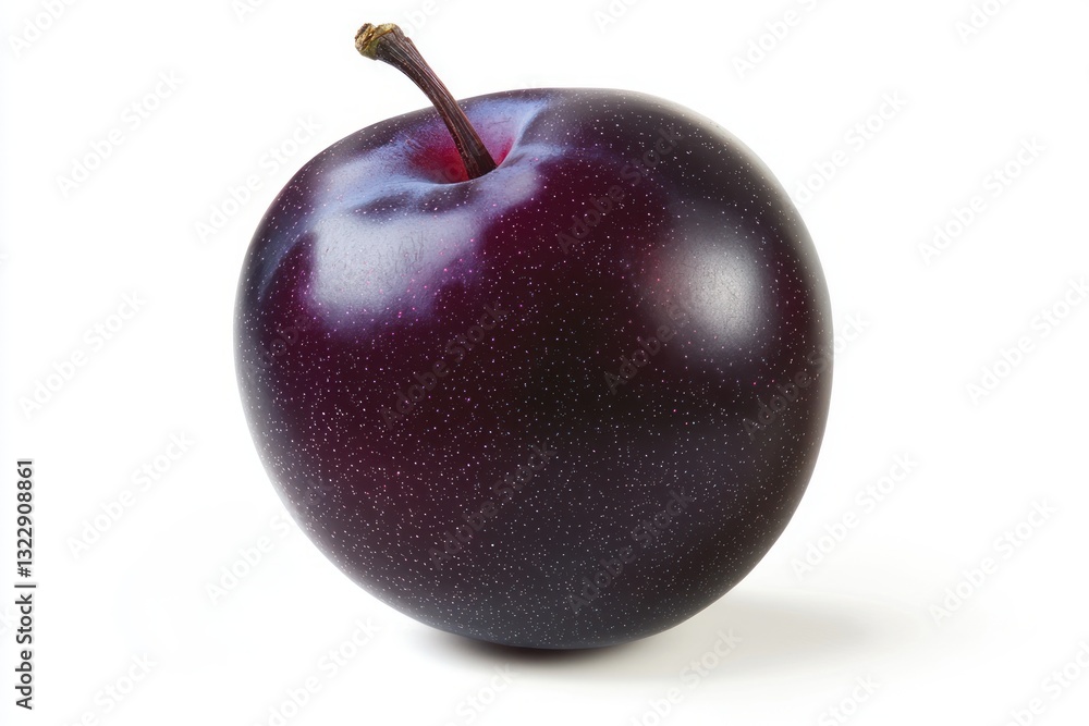 Poster captivating studio shot of a single plum against a pristine white background minimal composition clo