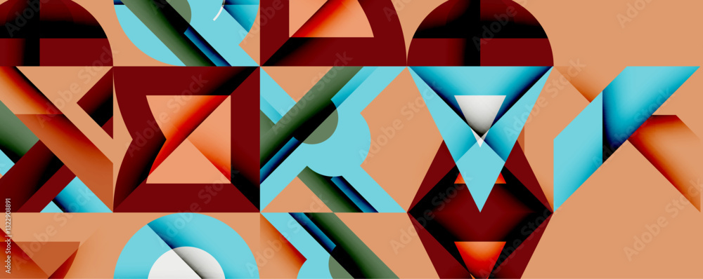 Poster Minimal geometric abstract background. Circle square and triangle design