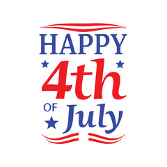4th of July Typography Vector | Minimalist Text and Letter Design for Independence Day