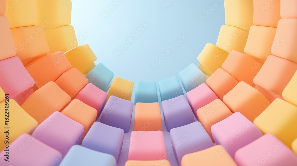 Poster pastel cube abstract 3d background geometric design soft colors modern art text space
