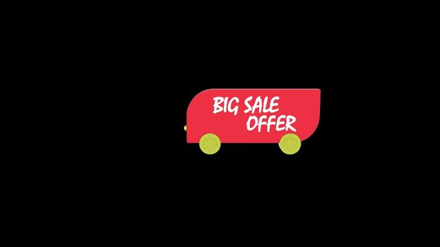 big sale offer car marketing promotion 3d animation with alpha channel