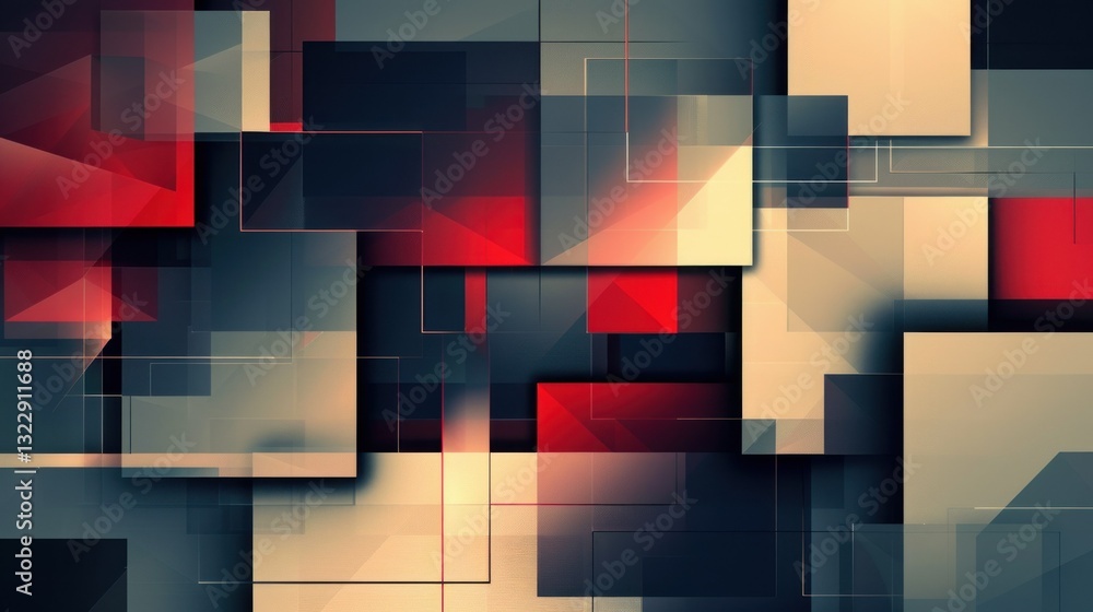 Aufkleber abstract geometric shapes with soft glowing edges, creating a futuristic tech feel.