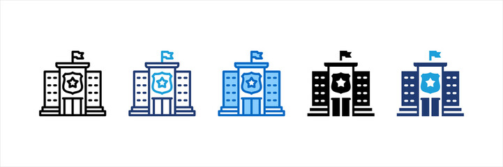 Police Station Multi Style Icon Set