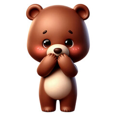 Cartoon of a shy brown bear
