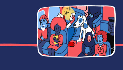 Commuters travelling with technology