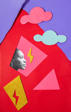 Woman's Portrait with weather symbols