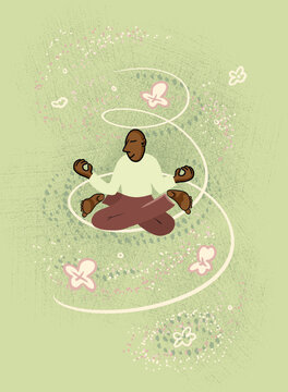 A man meditates