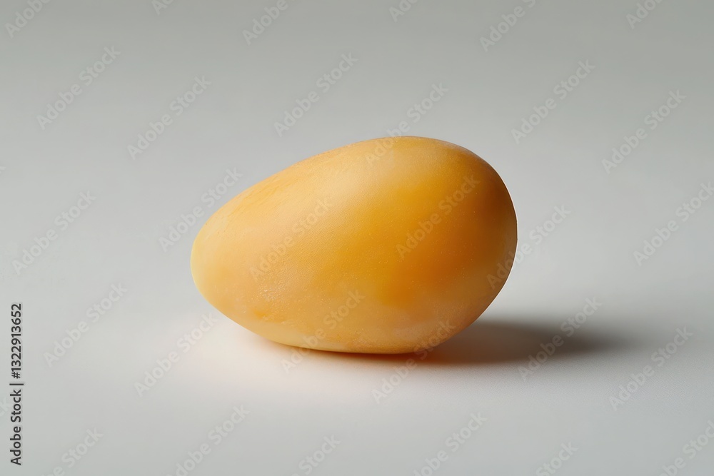 Poster captivating studio shot of a singular yellow mango against a clean backdrop showcasing texture color