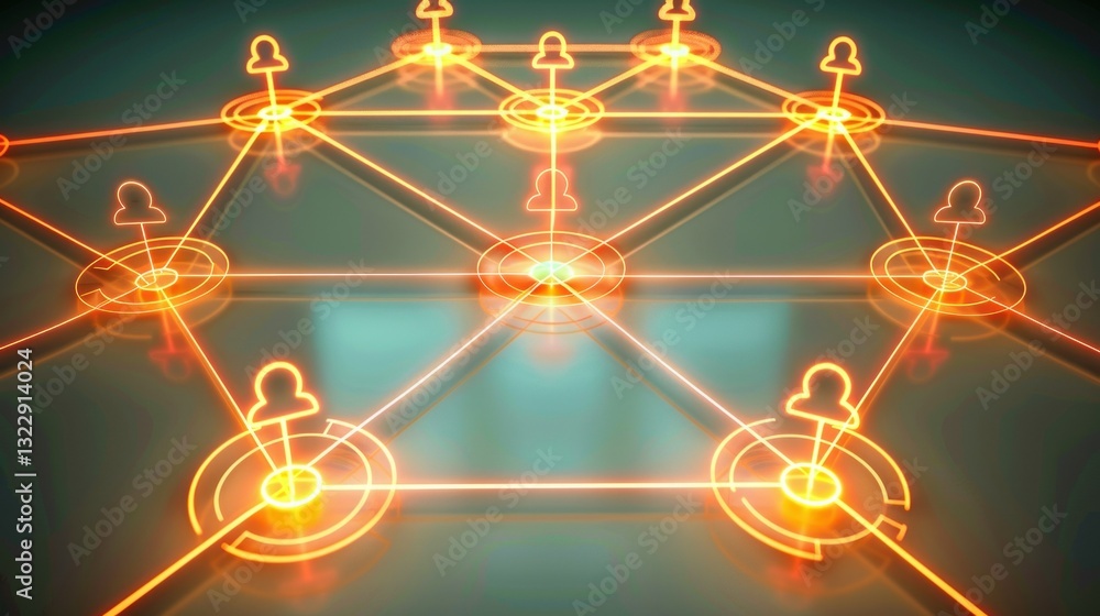 Poster a network of cloud icons with glowing connections representing cloud technology.