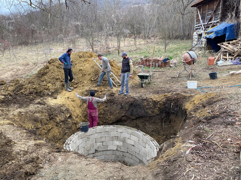 Building a septic tank.