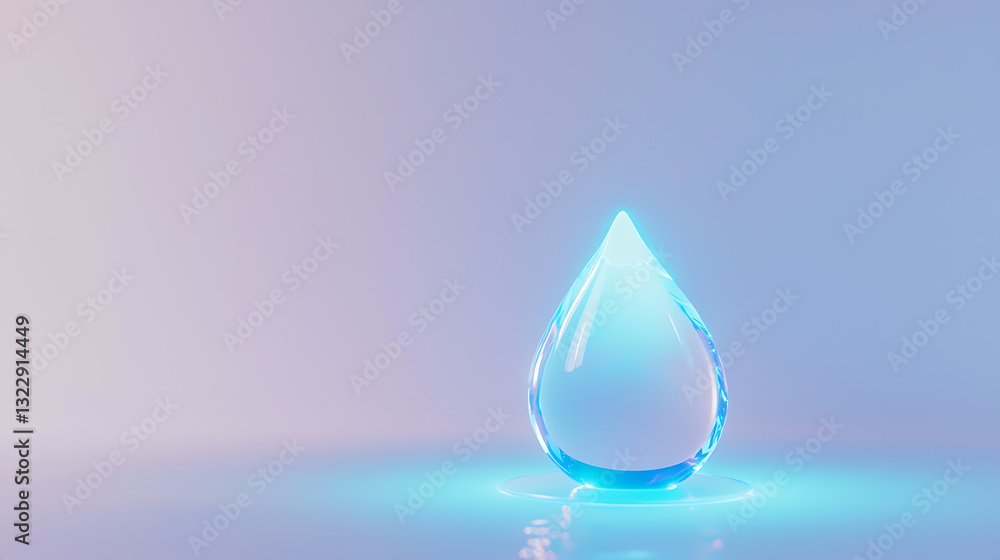Poster reflective water drop abstract setting digital art soft lighting minimalist design conceptual aesthe