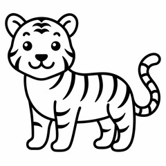 baby tiger line art on white background 