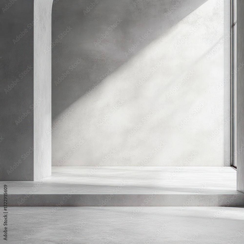 Poster interior concrete serene structure minimalist simple blank backdrop sunlight modern artistic archite
