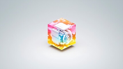 Abstract 3D Isometric Cube  Colorful Engine  Tech Icon  AI Render