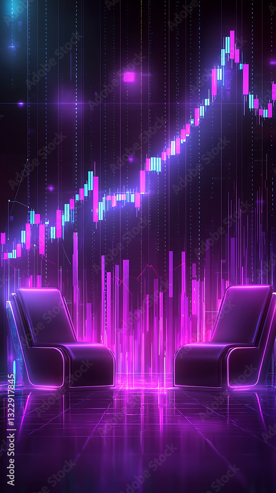 Poster analyzing market trends through data visualization digital workspace infographic virtual environment