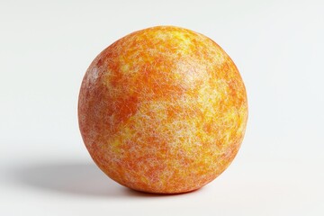 Fototapeta premium Conceptual orange fruit texture sphere on white background captures healthy eating and creativity with vibrant color and natural appeal
