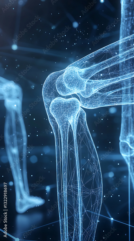 Poster innovative motion capture technology demonstrating knee joint mechanics digital lab 3d visualization