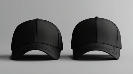 Black Baseball Caps Mockup