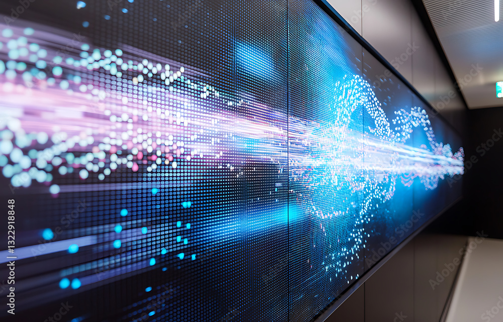 Poster dynamic digital visualization modern office graphic design high-tech environment close-up innovation