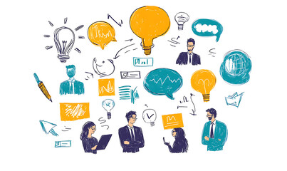 Marketing business idea and office icons illustrator or infographic for presentation background