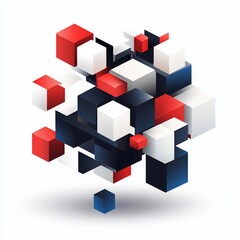Obraz premium Abstract 3D cubes cluster explosion against white background