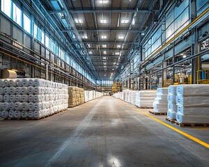 Fototapeta premium An industrial warehouse with a warehouse filled with goods
