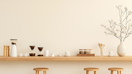 Modern minimalist kitchen scene cozy home still life bright environment aesthetic viewpoint design inspiration