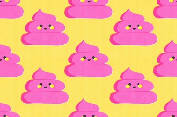 Happy Pink kawaii Poop pattern