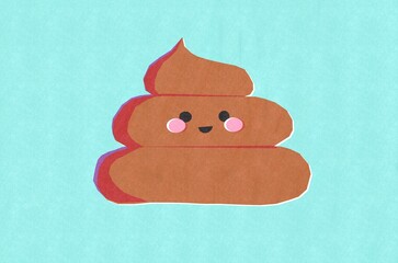 Happy Poop Emoji on Blue Background