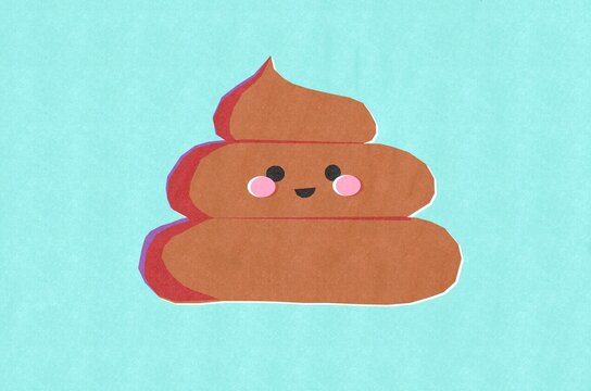 Happy Poop Emoji on Blue Background