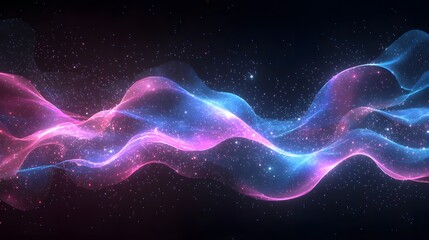 Obraz premium Abstract Cosmic Nebula Pink and Blue Glowing Wave Background