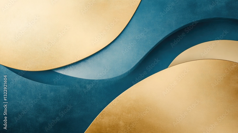 Poster abstract gold and teal wave pattern background design image