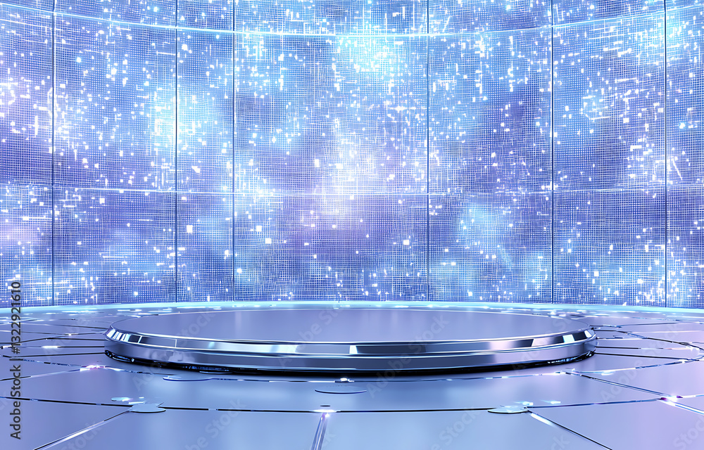 Poster futuristic digital presentation stage virtual environment 3d visualization high-tech setting aesthet