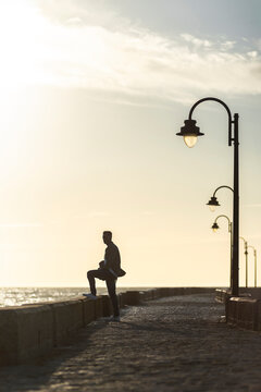 Traveler in deep toughts by seaside