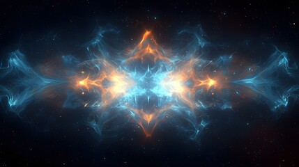 Abstract Cosmic Nebula Glowing Blue and Orange Energy Space Background