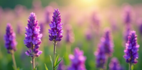 Obraz premium Close-up of vibrant purple meadow sage blossom in a field, wildflower, meadow sage