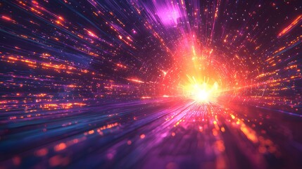 Abstract Vibrant Light Trails Tunnel Futuristic Energy Burst Speed of Light Digital Art Background