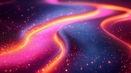 Obraz premium Abstract Vibrant Pink Orange and Blue Glittering Particle Wave Background
